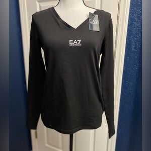 Emporio Armani EA7 Black V-Neck Long Sleeve Tee